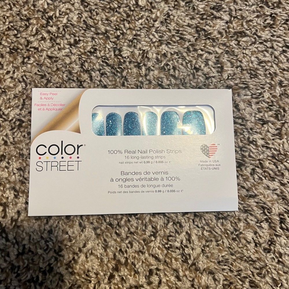 Color Street Dallas Darling Blue Glitter Ombre‎ Nail Polish Strips FMG184 NEW